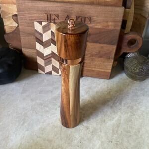 Wooden Salt or Pepper Grinder with Copper Detail